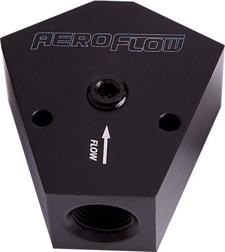 AF451-08BLK - FUEL BLOCK 3/8 - 3/8 IN - OUT BLACK 1/8" NPT PORT