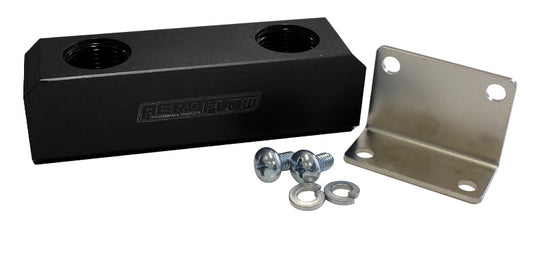 AF452-08BLK - FUEL BLOCK, LOG TYPE -8ORB BLACK 2 X-8 SIDE, 2X -8 TOP