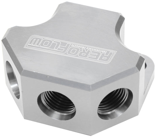 AF454-10-08S - Y BLOCK 4 PORT DISTRIBUTION SILVER 3X -8ORB 1X-10ORB INLET