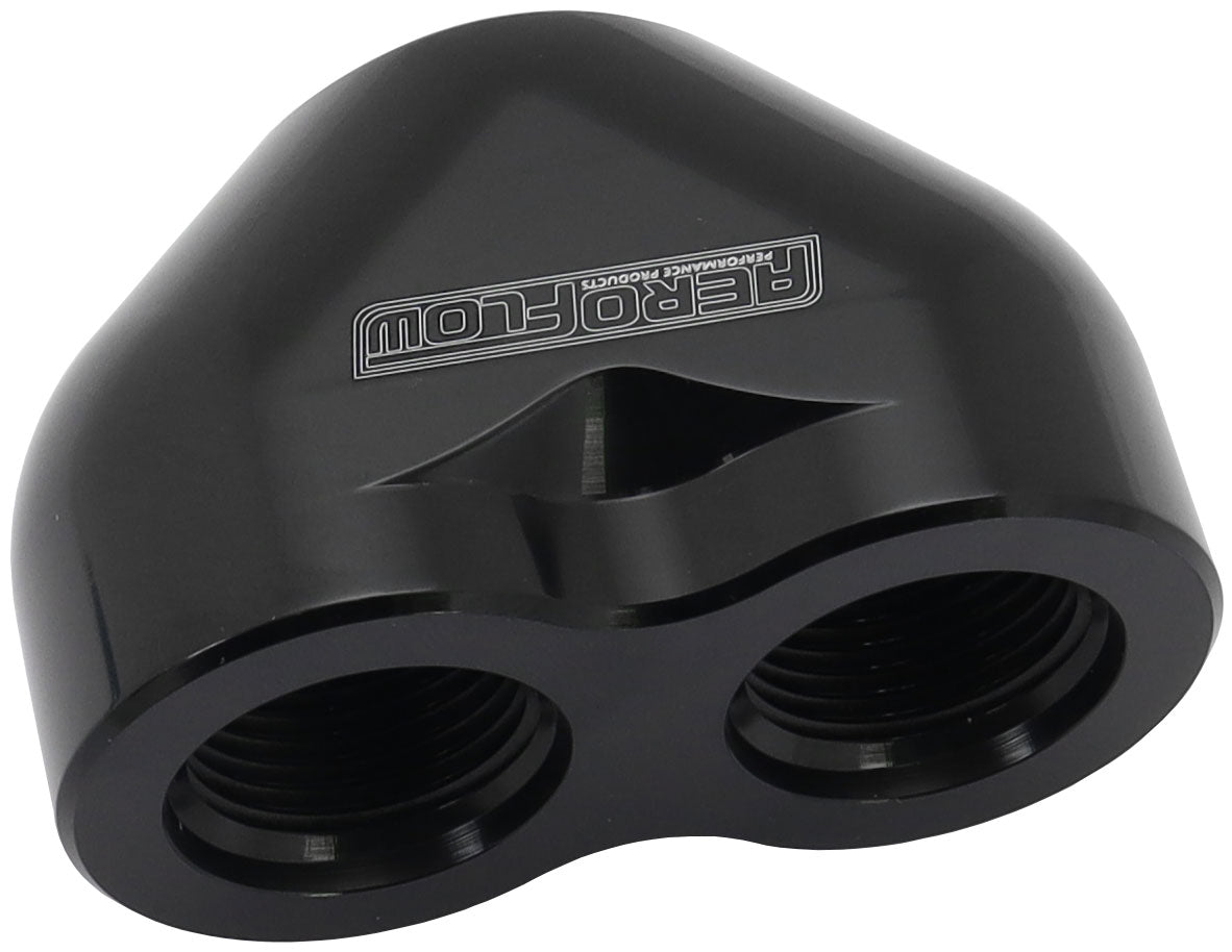 AF455-16-12BLK - AEROFLOW -16AN TO 2 x -12AN FEMALE ORB U BLOCK BLACK
