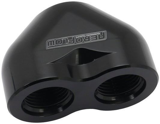AF455-16-12BLK - AEROFLOW -16AN TO 2 x -12AN FEMALE ORB U BLOCK BLACK