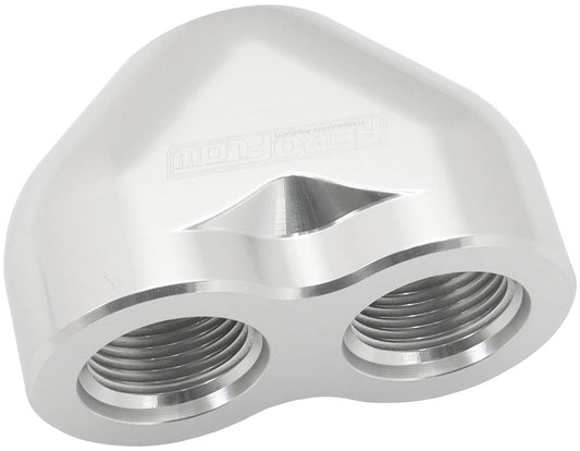 AF455-16-12S - AEROFLOW -16AN TO 2 x -12AN FEMALE ORB U BLOCK SILVER