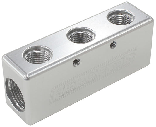 AF456-08-06S - 3X -6ORB 2X -8ORB DISTRIBUTIONBLOCK SILVER COMPACT STYLE