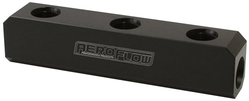 AF457-12BLK - FUEL BLOCK, LOG TYPE -12ORB BLACK 2 X-12 SIDE, 2X -12 TOP