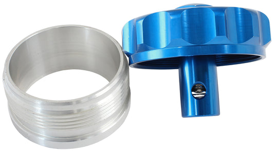 AF460-32-RV-BL - 2" ALUM WELD BUNG AND CAP BLUE WITH ROLL OVER VALVE