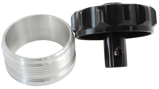 AF460-32-RV-BLK - 2" ALUM WELD BUNG AND CAP BLACK WITH ROLL OVER VALVE