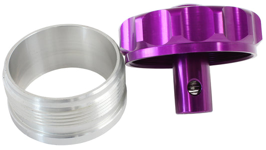 AF460-32-RV-PUR - 2" ALUM WELD BUNG AND CAP PURPLE WITH ROLL OVER VALVE