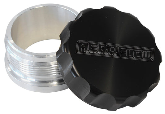 AF460-32BLK - 2" ALUM WELD BUNG AND CAP RAW WELD ON / BLACK CAP