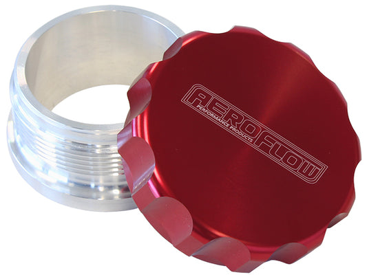 AF460-32R - 2" ALUM WELD BUNG AND CAP RAW WELD ON / RED CAP