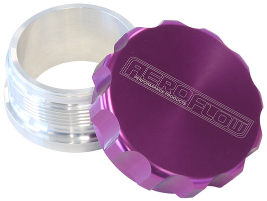 AF460-40PUR - 2-1/2" ALUM WELD BUNG AND CAP RAW WELD ON / PURPLE CAP
