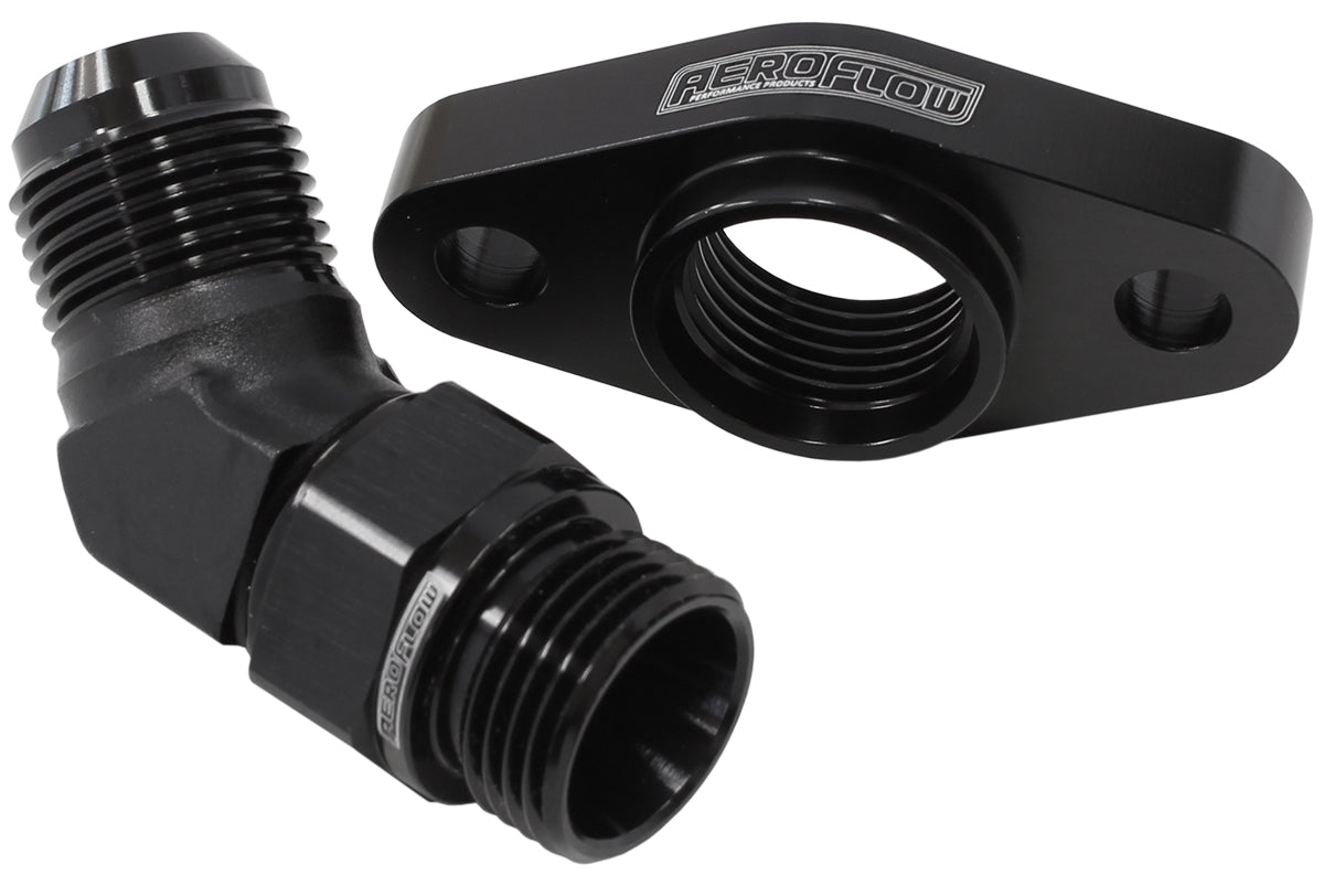 AF463-16 - TURBO DRAIN ADAPTER -10AN 45 DEGREE 51MM HOLE CENTRES