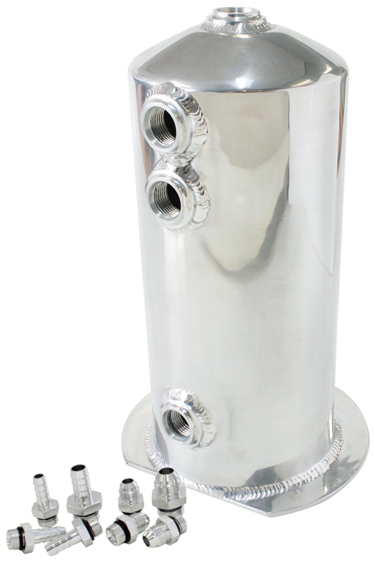 AF49-1016 - SURGE TANK 2.5L SPUN ALLOY 3X3/8 1X1/2 OR 3X -6AN 1X -8AN