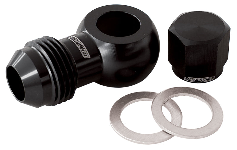 AF49-1035BLK - AEROFLOW / BOSCH FUEL PUMP BANJO KIT TO -8AN INC WASHERS