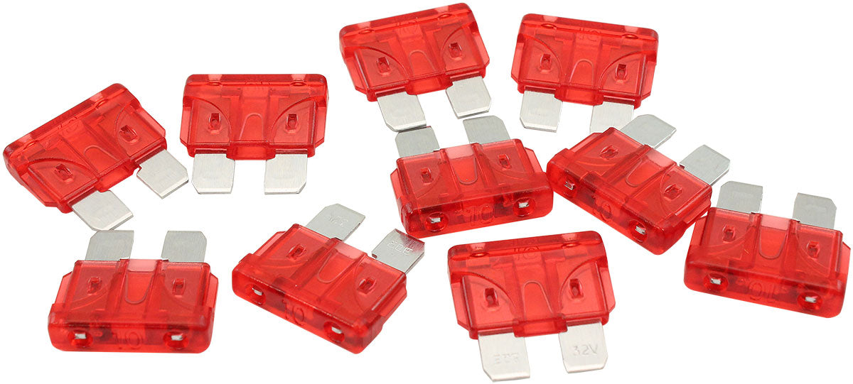 AF49-4007 - 10 AMP STANDARD BLADE FUSE RED COLOUR 10 PACK