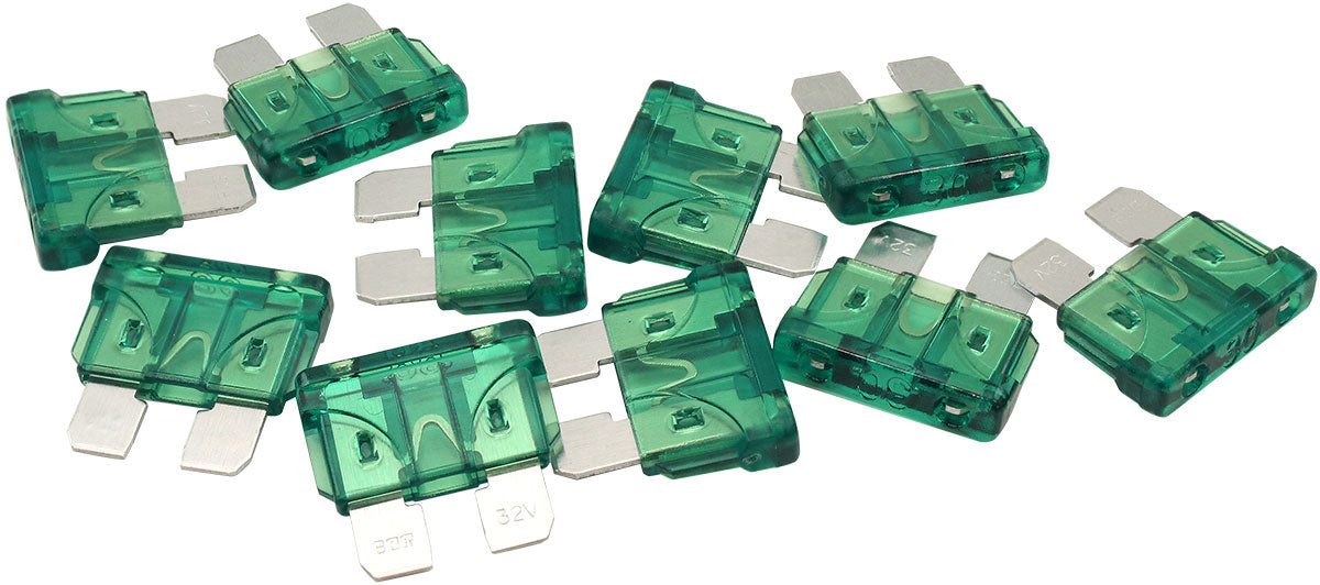 AF49-4011 - 30 AMP STANDARD BLADE FUSE GREEN COLOUR 10 PACK