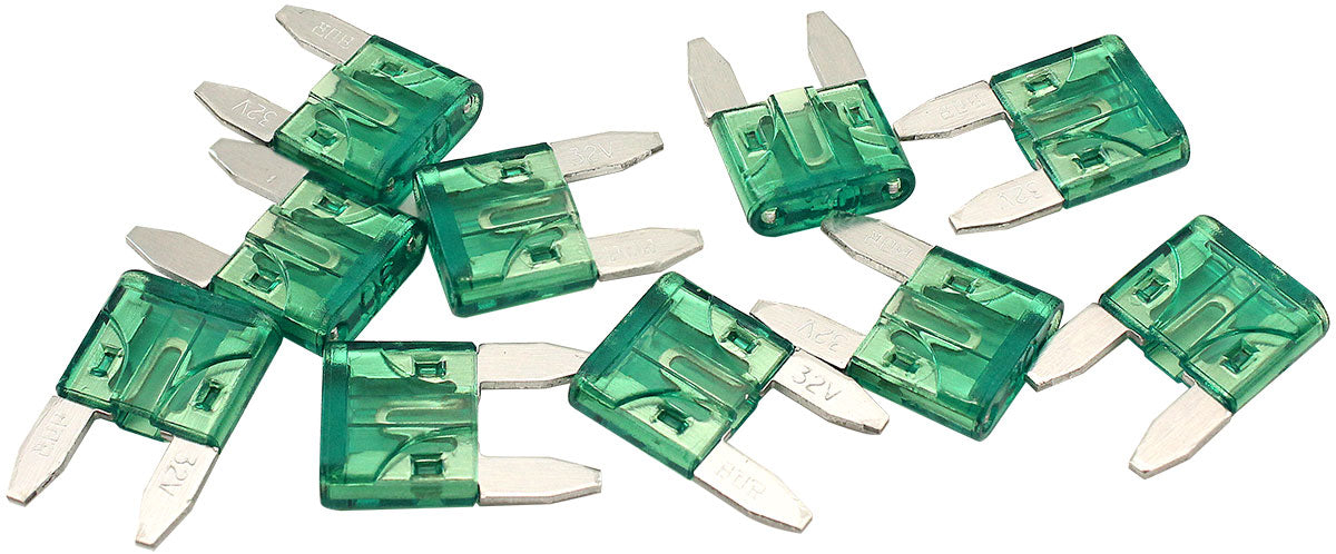 AF49-4022 - 30 AMP MINI BLADE FUSE GREEN BODY COLOUR 10 PACK