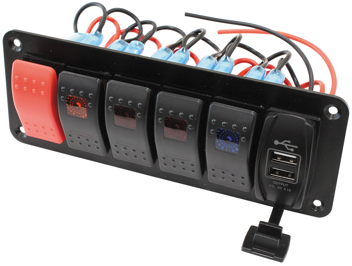 AF49-8000 - SWITCH PANEL 2x W/ USB, Start & 4 x ON / OFF SWITCHES