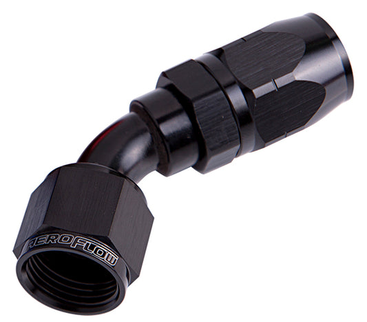 AF502-06BLK - ALLOY 45 DEG HOSE END -6AN BLACK CUTTER STYLE FULL SWIVEL