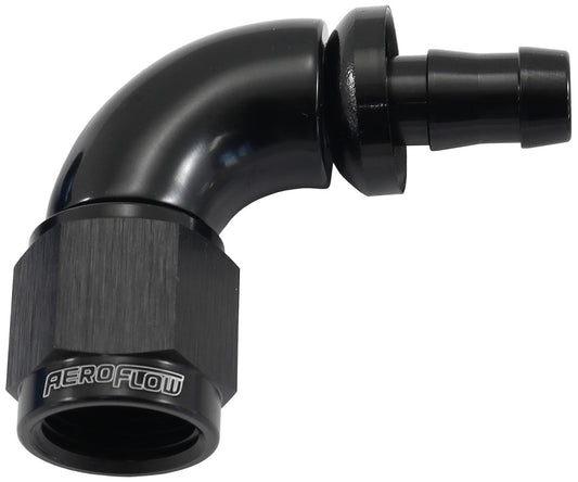 AF513-06-05BLK - -6AN TO 5/16" BARB 90 DEG FULLFLOW PUSH LOCK BLACK