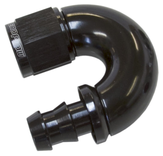 AF516-04BLK - Full Flow Tight Radius Push Lock 180° Hose End -4AN Black Finish. Suits 400 & 500 Series Hose