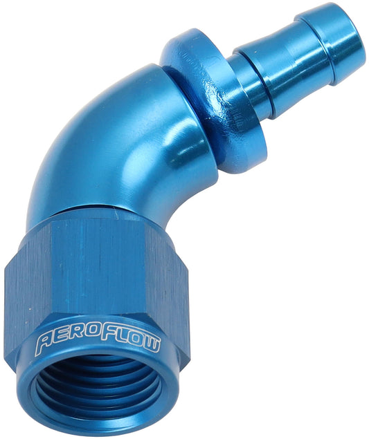 AF518-06-05 - -6AN TO 5/16" BARB 60 DEG FULLFLOW PUSH LOCK BLUE