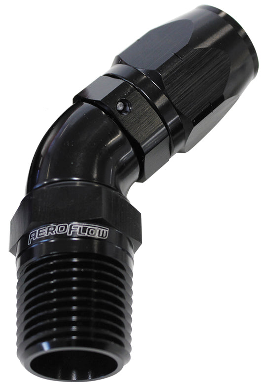 AF528-08-04BLK - Male 1/4 NPT 45 Deg to -8 HoseBLACK FULL FLOW BILLET 1 PIECE