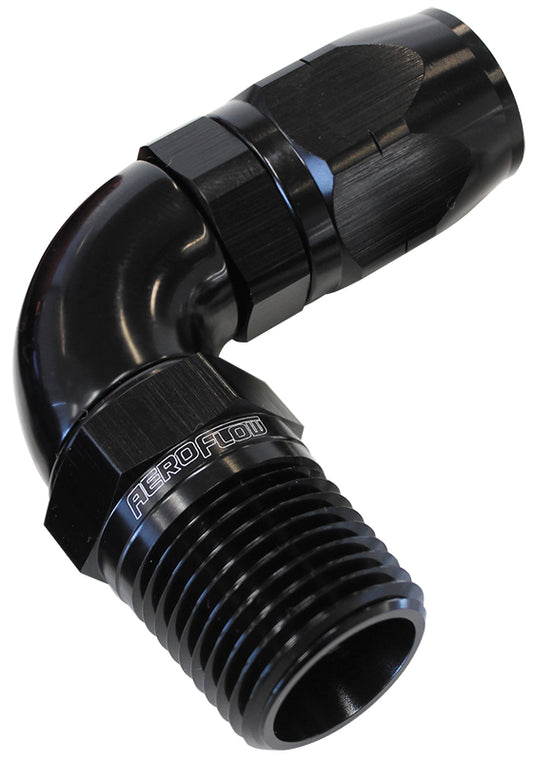 AF529-12-12BLK - Male 3/4 NPT 90 Deg to -12HoseBLACK FULL FLOW BILLET 1 PIECE