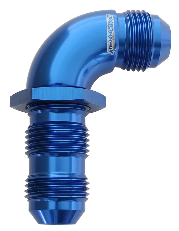 AF533-06 - 90 DEG BULKHEAD -6AN FULL FLOWBLUE NO RESTRICTION NUT SEPER