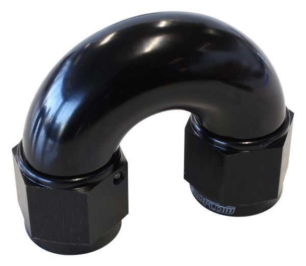 AF536-06BLK - -6AN 180 DEG SWIVEL COUPLER BLACK BILLET FULL FLOW 1 PIECE