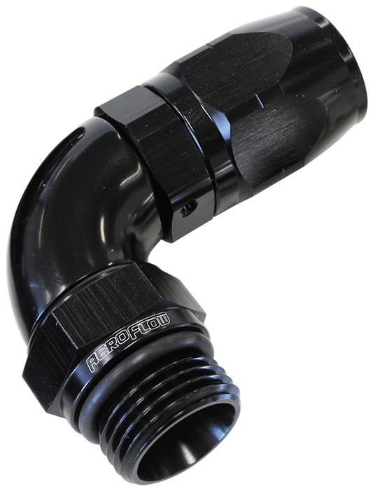 AF549-10-08BLK - MALE HOSE END -8ORB to -10HOSEFULL FLOW BILLET 90 DEG BLACK