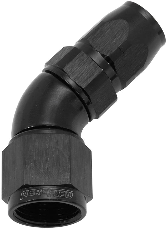 AF552-06-08BLK - STEPPED 45 DEG HOSEEND -6 HOSETO -8AN REDUCER HOSE END BLACK