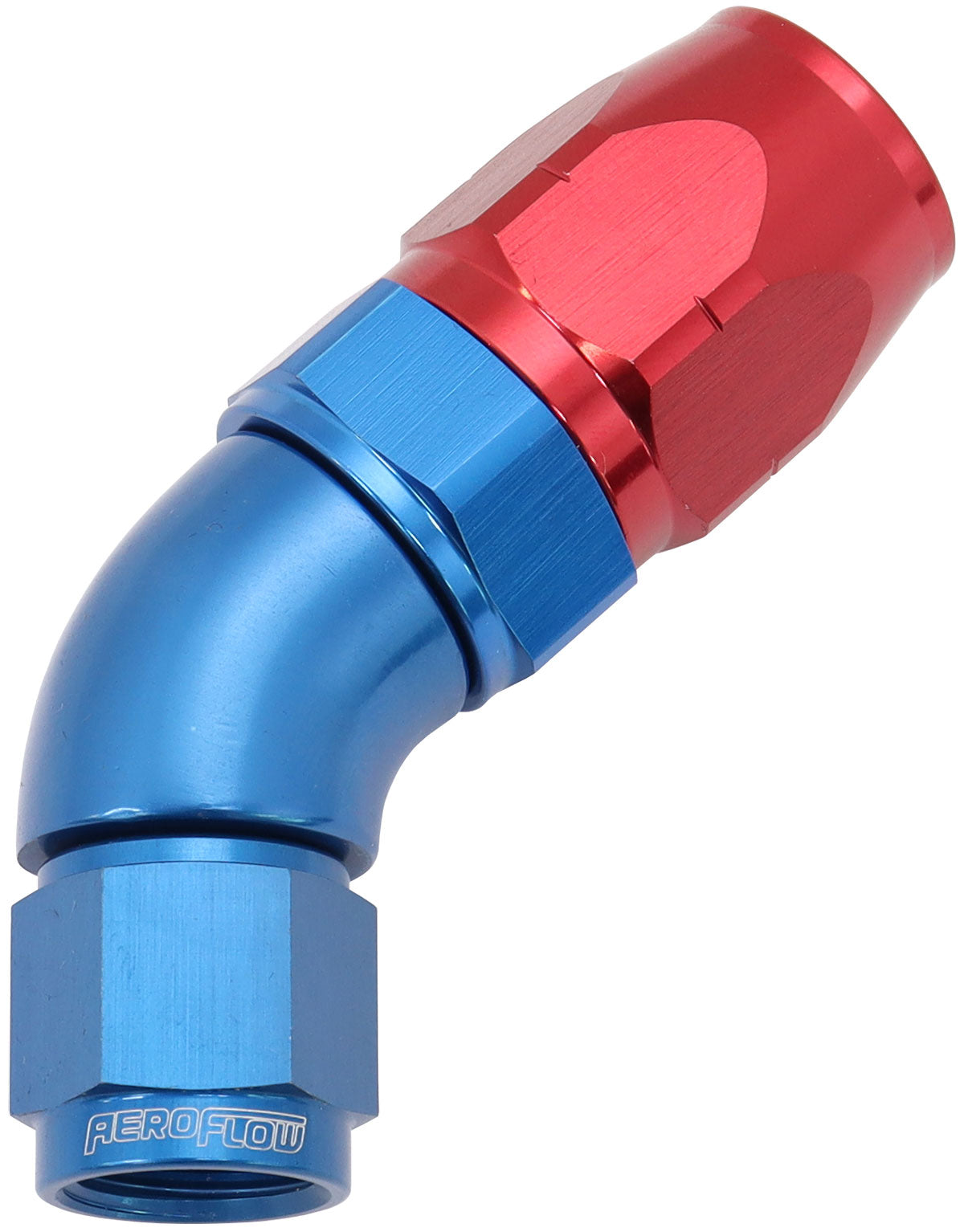 AF552-08-06 - STEPPED 45 DEG HOSEEND -8 HOSETO -6AN EXPANDER HOSE END BLUE