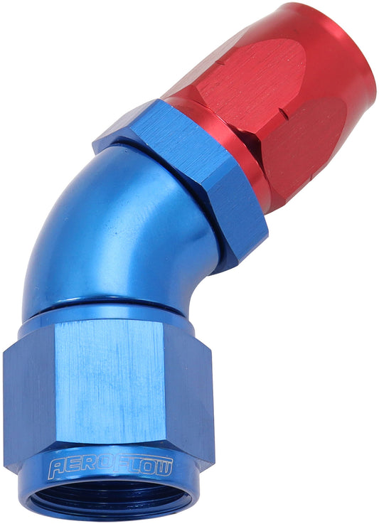 AF552-08-10 - STEPPED 45 DEG HOSEEND -8 HOSETO -10AN REDUCER HOSE END BLUE