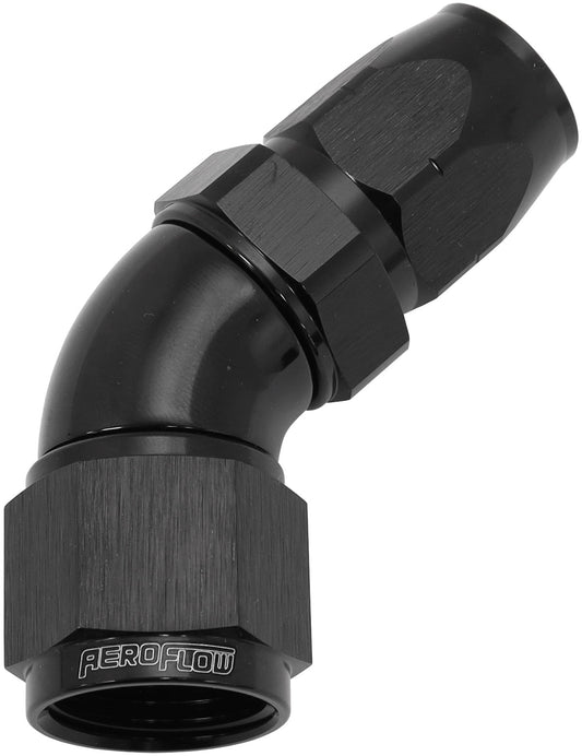AF552-08-10BLK - STEPPED 45 DEG HOSEEND -8 HOSETO -10AN REDUCER HOSE END BLAC