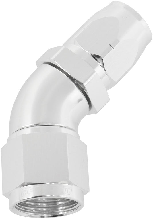 AF552-08-10S - STEPPED 45 DEG HOSEEND -8 HOSETO -10AN REDUCER HOSE END SILV