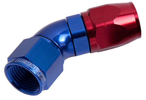 AF552-10 - ALLOY 45 DEG HOSE END -10AN BLUE CUTTER STYLE FULL FLOW