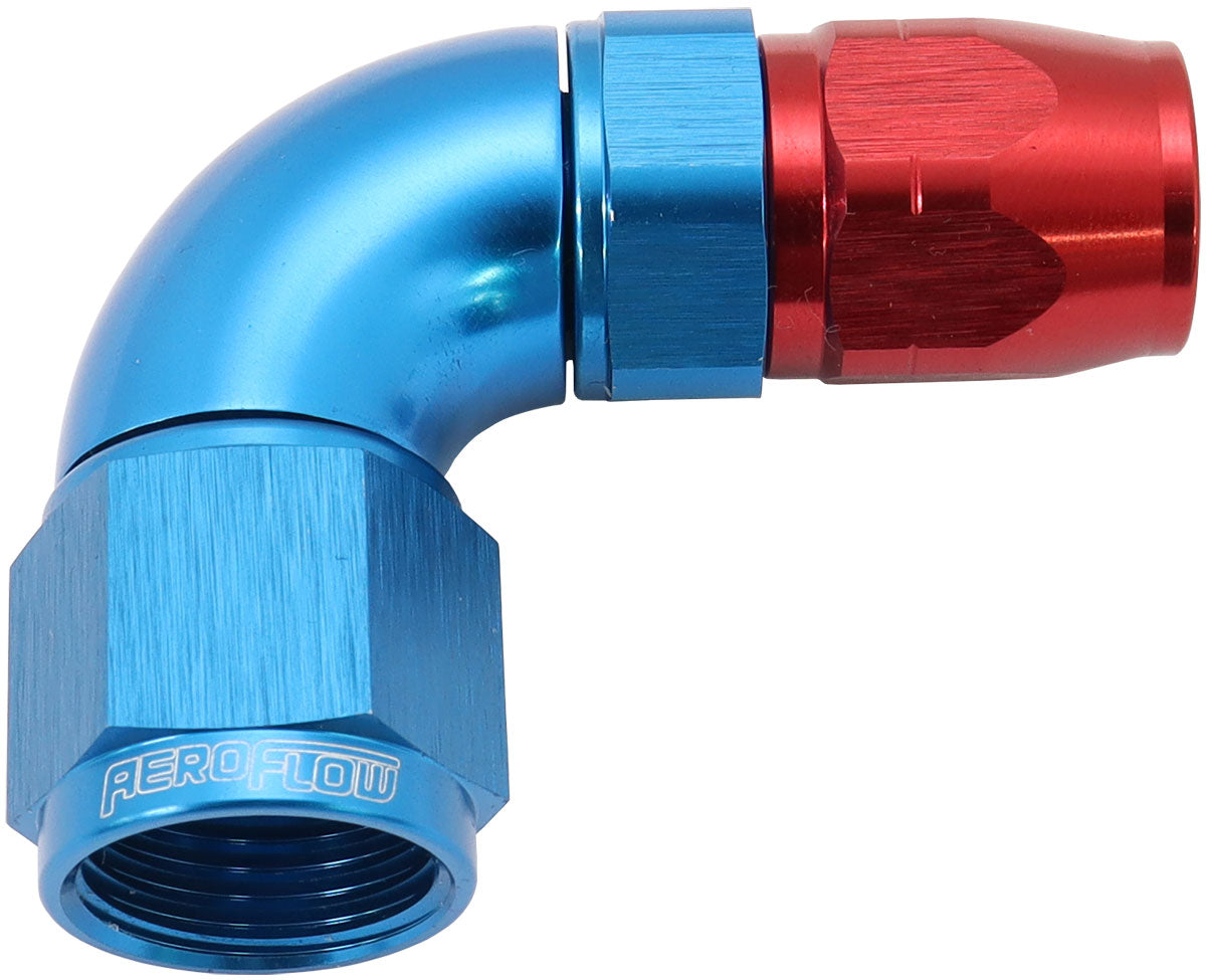 AF553-06-08 - STEPPED 90 DEG HOSEEND -6 HOSETO -8AN REDUCER HOSE END BLUE
