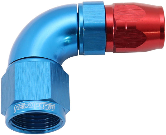 AF553-06-08 - STEPPED 90 DEG HOSEEND -6 HOSETO -8AN REDUCER HOSE END BLUE