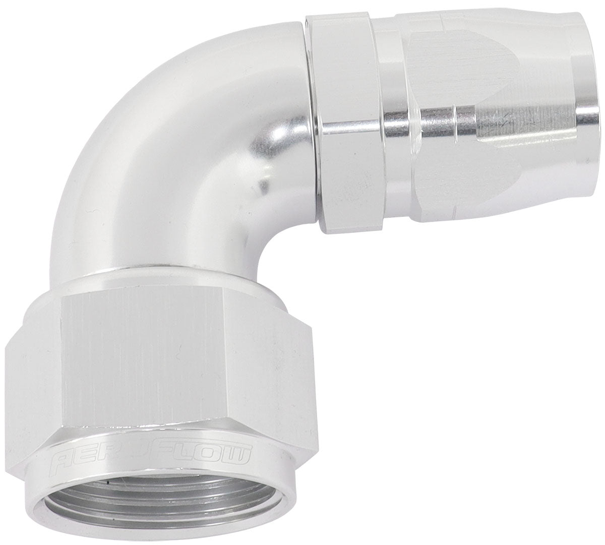 AF553-12-16S - STEPPED 90 DEG FEMALE -16 AN TO -12AN REDUCER HOSE END SILV