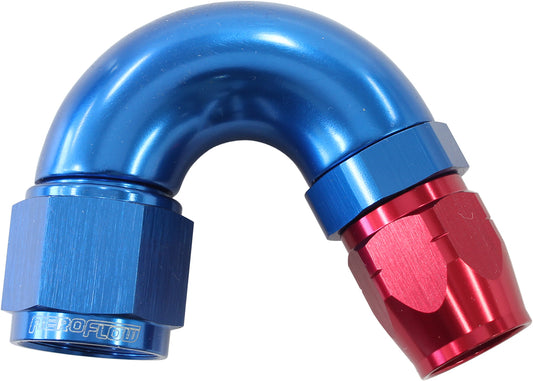 AF555-06-08 - STEPPED 150 DEG HOSEEND -6 HOSTO -8AN REDUCER HOSE END BLUE