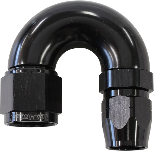 AF556-06-08BLK - STEPPED 180 DEG HOSEEND -6 HOSTO -8AN REDUCER HOSE END BLACK