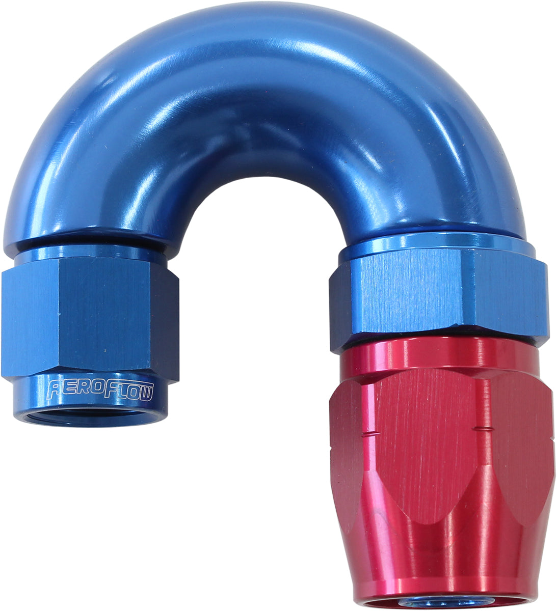 AF556-08-06 - STEPPED 180 DEG HOSEEND -8 HOSTO -6AN REDUCER HOSE END BLUE