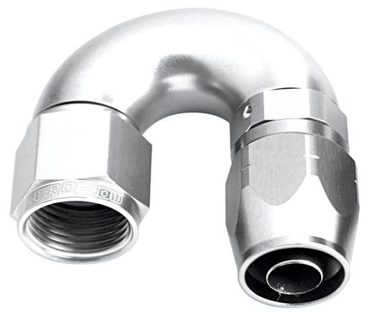 AF556-08S - ALLOY 180 DEG HOSE END -8AN SILVER CUTTER STYLE FULL FLOW