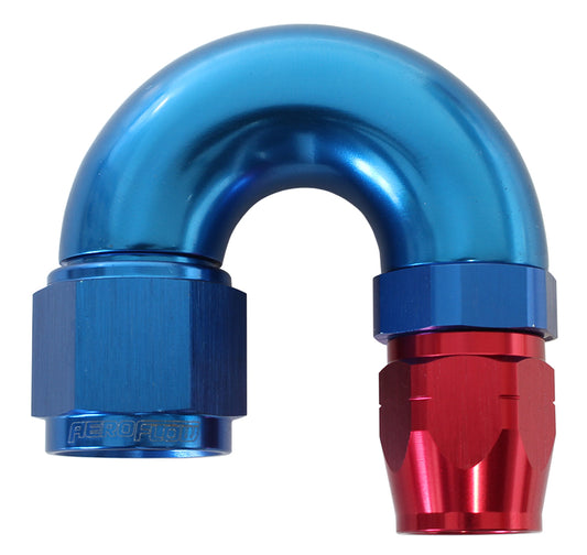 AF556-12-10 - STEPPED 180 DEG HOSEEND 12 HOSTO -10AN REDUCER HOSE END BLUE