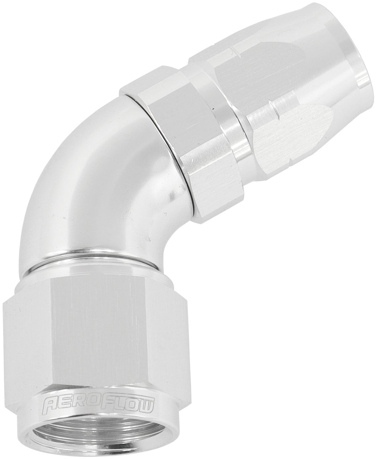 AF558-06-08S - ALLOY 60 DEG HOSE END -6 HOSE TO -8 REDUCER HOSE END SILVER