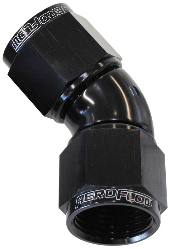 AF563-10BLK - -10AN 45 DEG SWIVEL COUPLER BLACK BILLET FULL FLOW 1 PIECE
