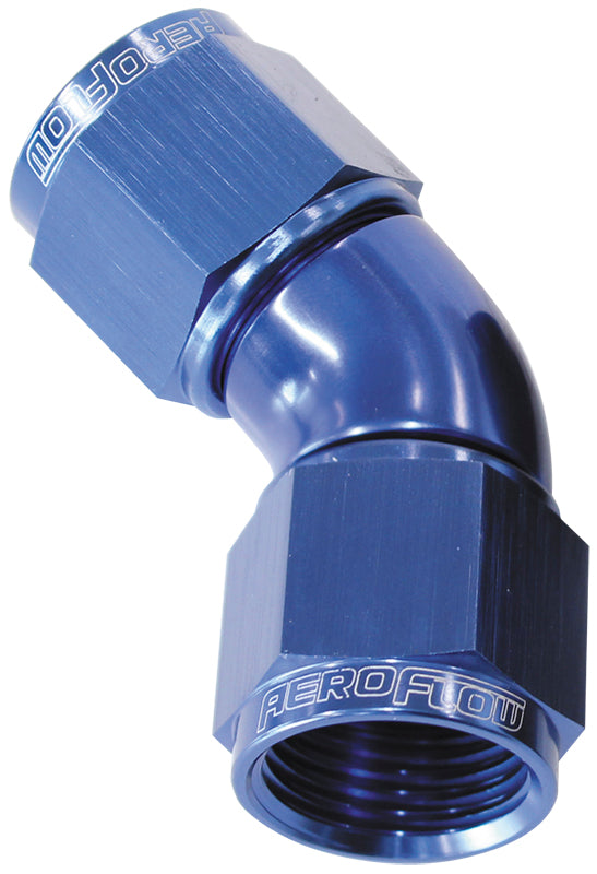 AF563-20 - -20AN 45 DEG SWIVEL COUPLER BLUE BILLET FULL FLOW 1 PIECE