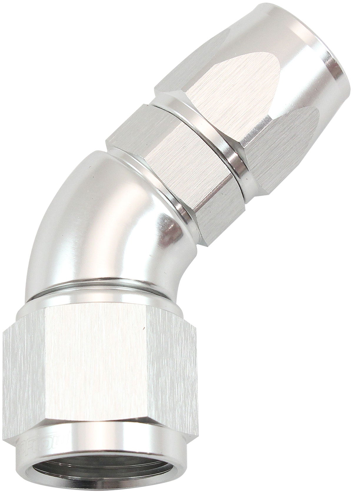 AF572-06-08DS - STEPPED 45 DEGREE END -6 HOSE TO -8AN REDUCER HOSE END SILVETEFLON AF 572-06-08DS