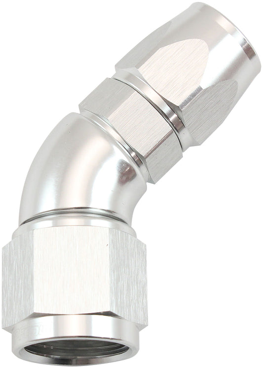 AF572-06-08DS - STEPPED 45 DEGREE END -6 HOSE TO -8AN REDUCER HOSE END SILVETEFLON AF 572-06-08DS