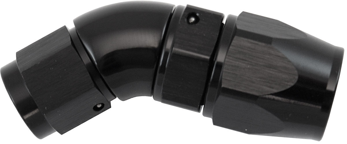 AF572-08-06DBLK - STEPPED 45 DEGREE END -8 HOSE TO -6AN EXPANDER HOSE END BLACTEFLON AF 572-08-06DBLK